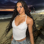 FDYOUI Woman Clothing Lace Patchhwork Camisoles Top Y2K Streetwear Sexy Halter Neck Bandage Cropped T-shirt Female Corset Tops