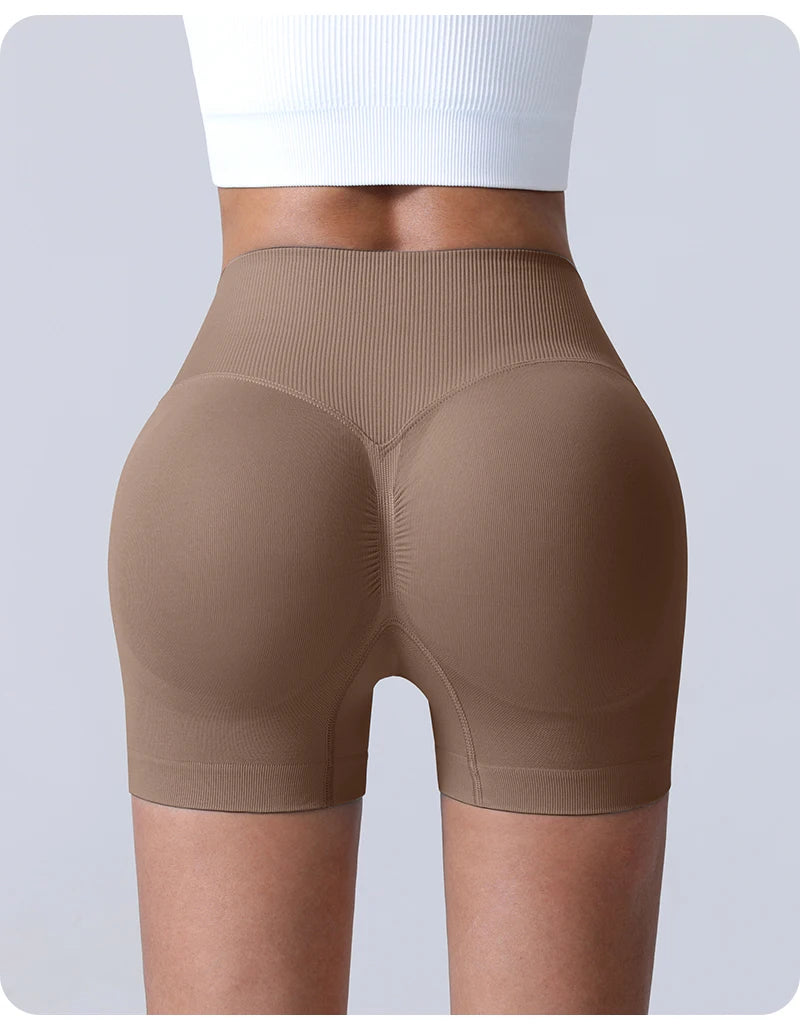 Cross-Back Yoga Shorts for Women - High-Waisted Tummy Control Fitness & Yoga Running Breathable Quick-Dry Shorts