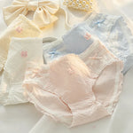 1/5pcs Women's Underwear Panty Cotton Lace Panties Girls' Bow Comfort Briefs Mid Waist Seamless Underpants Female Sexy Lingerie