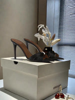 Women Satin Twisted Strap Mule Sandals Square Toe Stiletto High Heels Elegant Slip On Wedding Evening Dress Heeled Slippers