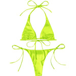 Sexy 13 Colors Halter Satin Brazilian Bikini Women Swimwear Female Swimsuit Two-pieces Bikini set Bather Bathing Suit Swim V4966