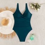 S - XXL Twist Front V Neck Female Swimwear One Piece Swimsuit Women Slim Monokini Backless Bathing Suit Swim Beachwear Bodysuit