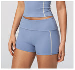 Quick Dry Contrast Color Yoga Shorts 2026 Tights Hip Lifting Workout Fitness Leggings High Waist Folded Running Athletic Shorts