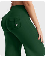 High Waist Pocket Yoga Pants for Women - Stretch Breathable Gym Workout Leisure Tummy Control Tights with Pockets