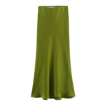 Foridol Autumn Winter Burgundy Satin Skirt Women Party Silk Skirt High Waist Straight Long Faldas Mujer Christmas Skirt