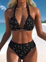 Vintage Black Polka Dot Print Bikini Set 2026 Women Tie Strap Push Up Bra Hollow Out High Waist Swimsuit Bathing Suit Swimwear