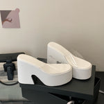 Summers Chunky Women Slippers Fashion Elegant PVC Transparent Platform Wedges Heel Slides Ladies Casual Outdoor Beach Sandalias