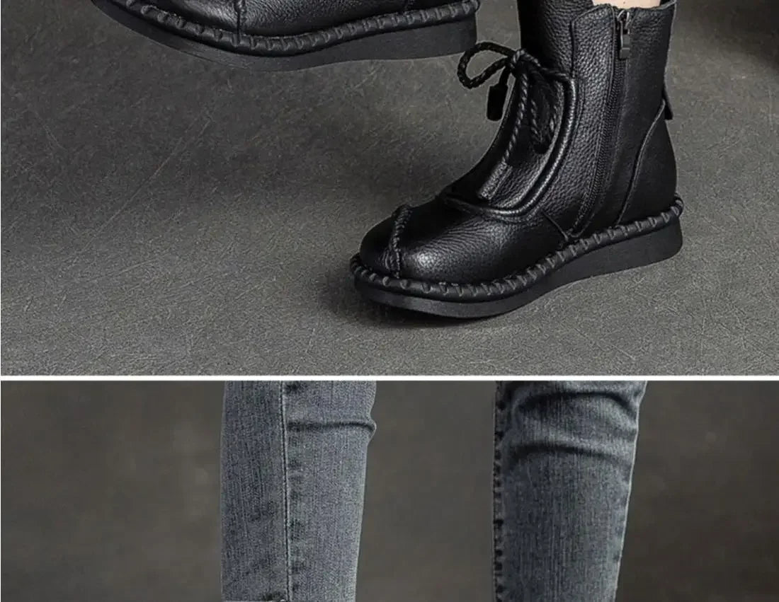 Shoes for WomenCross-tied Ladies Boot Daily Boots Hot Sale Cotton Shoes Round Toe Comfortable Flat Shoes Women Ankle Boots