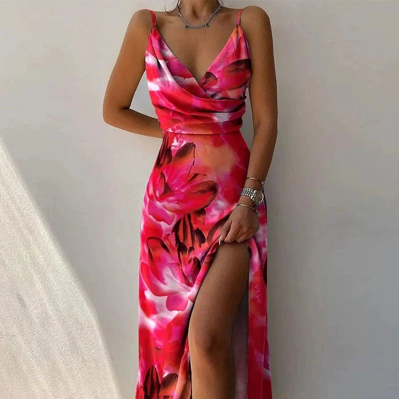 Elegant Sexy Evening Party Dress for Women 2022 New Midi Long Bodycon Slip Dresses Summer Thigh Split Vestidos De Fiesta