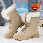 Winter Snow BootsWomen Waterproof Non-Slip Warm Northeast-Style Large Cotton Shoes, Ski , Fleece-Lined,High-Top Cotton Boots