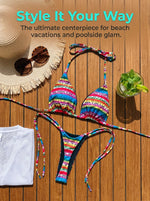 2026 Letters Print Colorful Micro Mini Thong Bikini Women Swimwear Female Swimsuit Two-pieces Bikini Set Bathing Suit Swim Lady