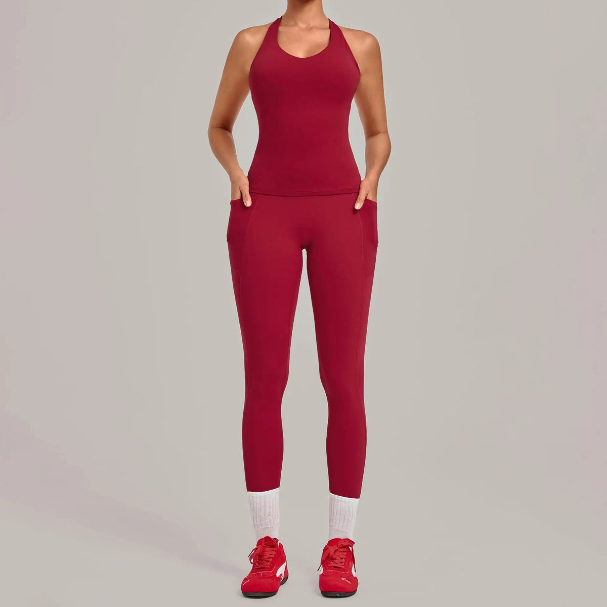 Women's Seamless Yoga Sets Sports Fitness Hip-lifting High Waist Pant Sleeveless Backless Suits Workout Running Leggings Sets