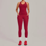 Women's Seamless Yoga Sets Sports Fitness Hip-lifting High Waist Pant Sleeveless Backless Suits Workout Running Leggings Sets