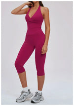 2PCS Workout Set Women Yoga Sets V Neck Cross Slim Sports Tank Top Athletic Wear Outdoor Tight High Waist Leggings Fitness Suits