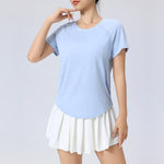 Women's Short Sleeve Quick Dry SplitBack Fitness Tee Summer Sweat-wicking Breathable Mesh Casual Running T-shirts