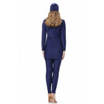 3Pcs/Set Women Split Swimsuit Front Skirt Secure Zipper Closure UV Protection Tops Long Swimming Trousers Set With Headscarf