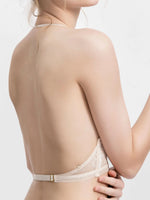Women‘s lace bralette wireless push-up bra U back sexy Lingerie Deep V bra sexy backless invisible underwear with crossed back