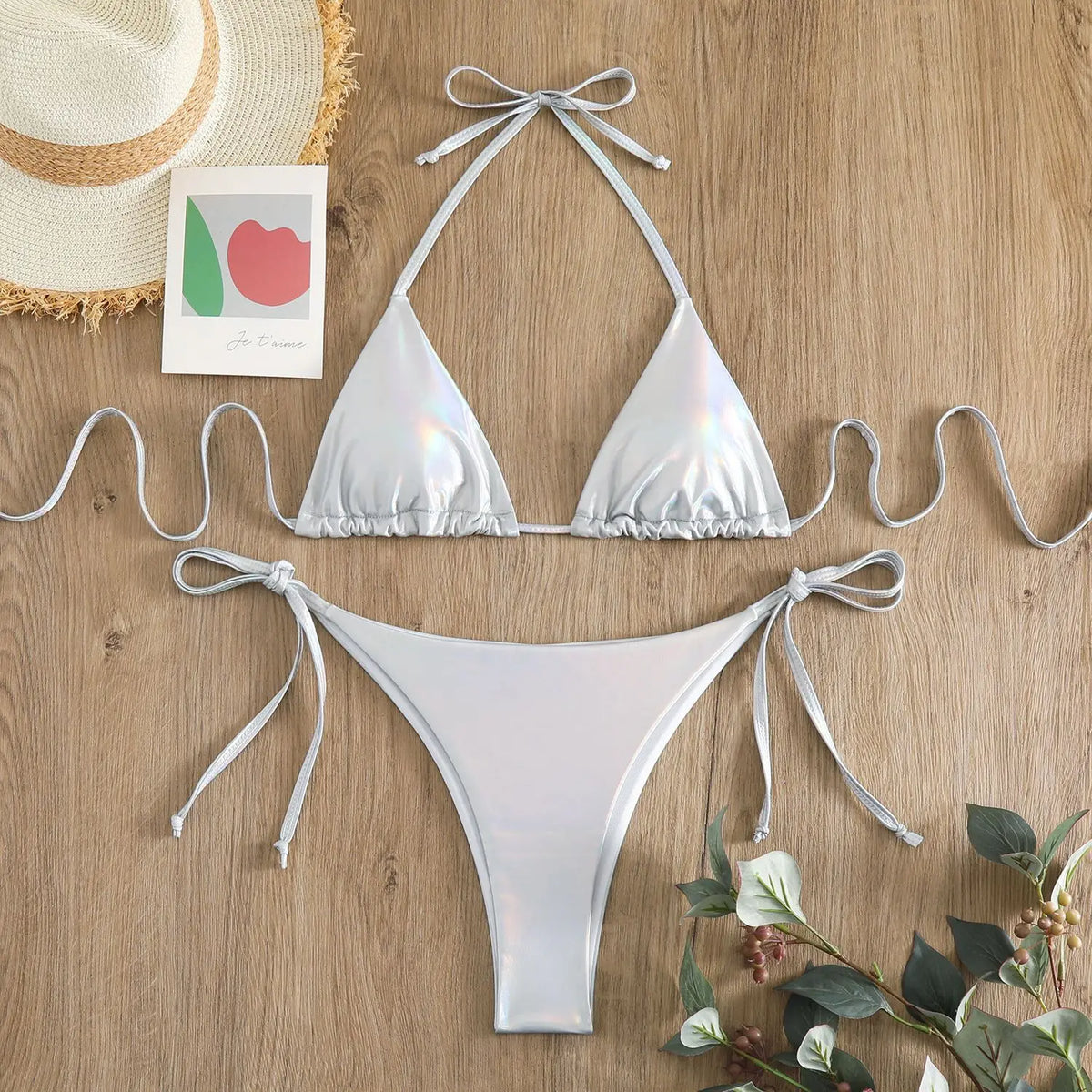 Sexy Gold Silver Red Strings Bikini 2024 Women Swimsuit Female Swimwear Thong Bikinis Set Brazilian Beach Bathing Suit Biquini