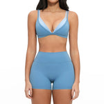 Women 2PCS Yoga Suit Double Strap Shockproof Sports Bra High Waist Tigh Short Fitness Suit Gym Running Leggings Tracksuits