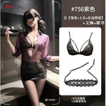 Translucent Purple Shirt Paired With A Skirt Set Secretary Sexy For Women Alluring And Pure Desire Dress Nightclub Style 89JL