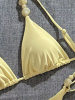 DEKA Double-Sided Bikinis Yellow Bikini Set Halter Swimwear Triangle Swimsuits String Swimsuit Vacation Bathing Suit