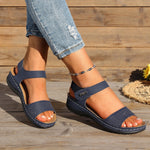 Women Open Toe Wedge Sandals Adjustable Hook Loop Ankle Strap Breathable Comfort Platform Summer Casual Sandals Large Size