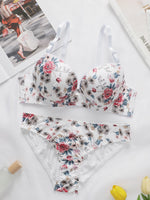 2-Pieces High quality Women's Flower Printed Bra Underwear Set Women's Autumn/Winter New Underwear Underwear Underwear A2173