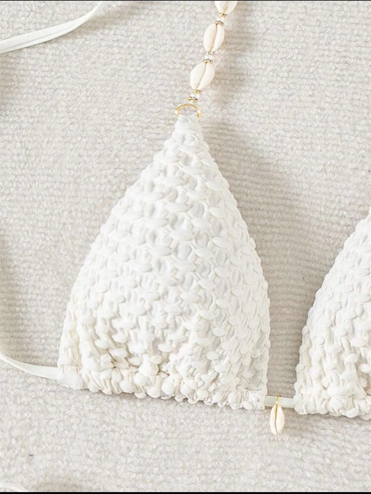 Sexy White Shell String Bikini 2026 Women Luxury Push Up Bra Tie Side Thong Swimsuit Brazilian Beach Bathing Suit Micro Swimwear