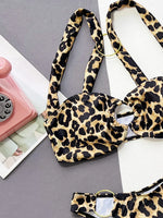 2026 Sexy Bikini Women Push Up Leopard Print Metal Circles Swimwear Swimsuit Bikinis Set Bathing Suit Beach Bikini Female New