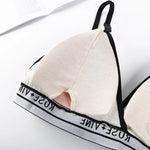 Women's Ribbed Wireless Triangle Bralette and Thong Set Low Rise Panties Daily Wear Comfort Underwear Ladies Sexy Lingerie Set