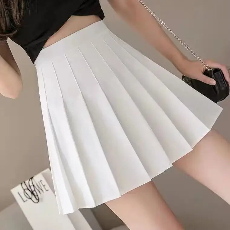 Women Pleated Skirt High WaistA-Line Mini Skirt School Girl JK Uniform Skirt Skater Skirt Tennis Skirt White Plus Size