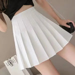 Women Pleated Skirt High WaistA-Line Mini Skirt School Girl JK Uniform Skirt Skater Skirt Tennis Skirt White Plus Size
