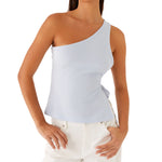 Women Off One Shoulder Tank Tops Solid Color Stylish Side Tie Design Vest Summer Fashion Streetwear