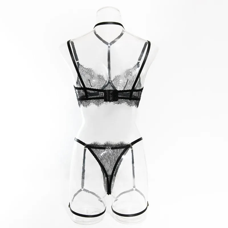 Toucheart Sexy Lingerie Suit Female Sexy See-through Lace Halter Bra SetAdjustable Leg Ring Set for Women Sexy Underwear New