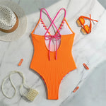 5 Colors V Neck Ribbed Cross Back One Piece Swimsuit Women Swimwear Female High Leg Cut MonokiniBather Bathing Suit Swim V6278
