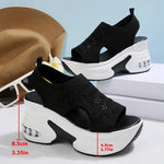 Air Mesh MicrofiberWedge Pumps Platform New Fashion Summer PeepWomen SandalWhite Black