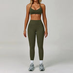 Hearuisavy Women's Running Comfort 2Pcs Sports Pants Set High Waist Push Up Workour Sportswear Casual Cycling Jogging Yoga Bras