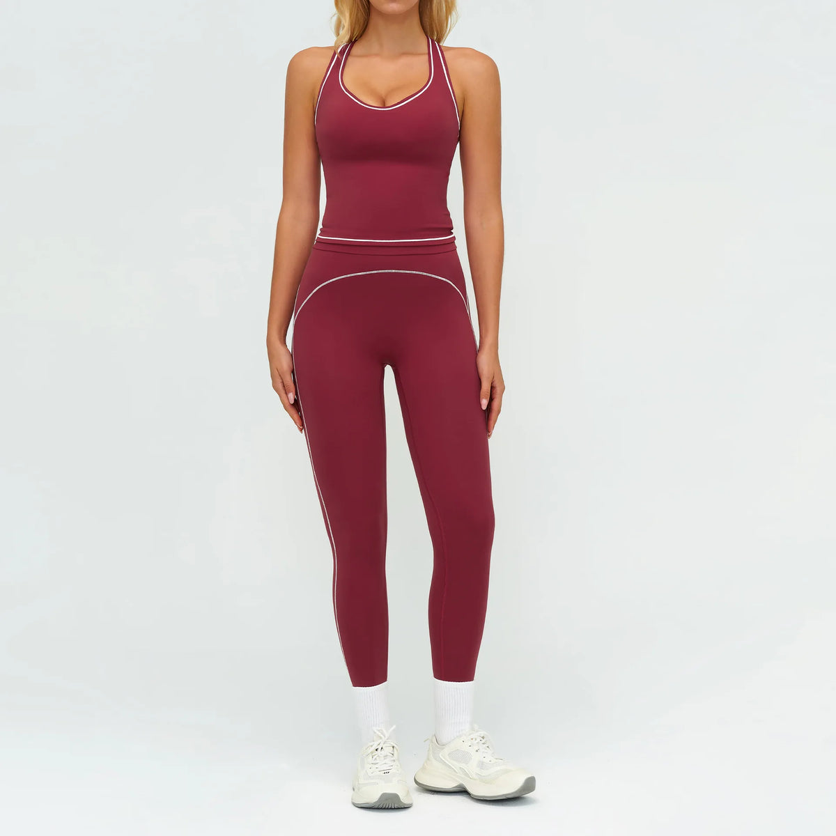 2PCS Yoga Set Gym Clothes Outdoor Sports Outfits Women Tracksuit Gym Fitness Suits Workout Long Sleeved Flared Pants Sportswear