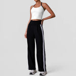 New Contrasting Striped Yoga Sets Women Hanging Neck Slim Sports Vest Gym Outfits High Waist Pocket Pants Running Fitness Suits