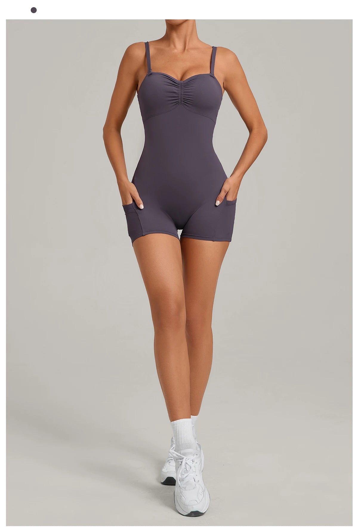 Womens Two Way Wear Bodysuit Sleeveless Yoga Stretch One Piece Romper Sexy Fitness Side Pockets Sportwears Bodysuit