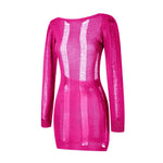 Women Autumn Ripped Knit Dress Long Sleeve Backless Bodycon Mini Dress Summer Fall Club Sexy E-Girl Dresses Female