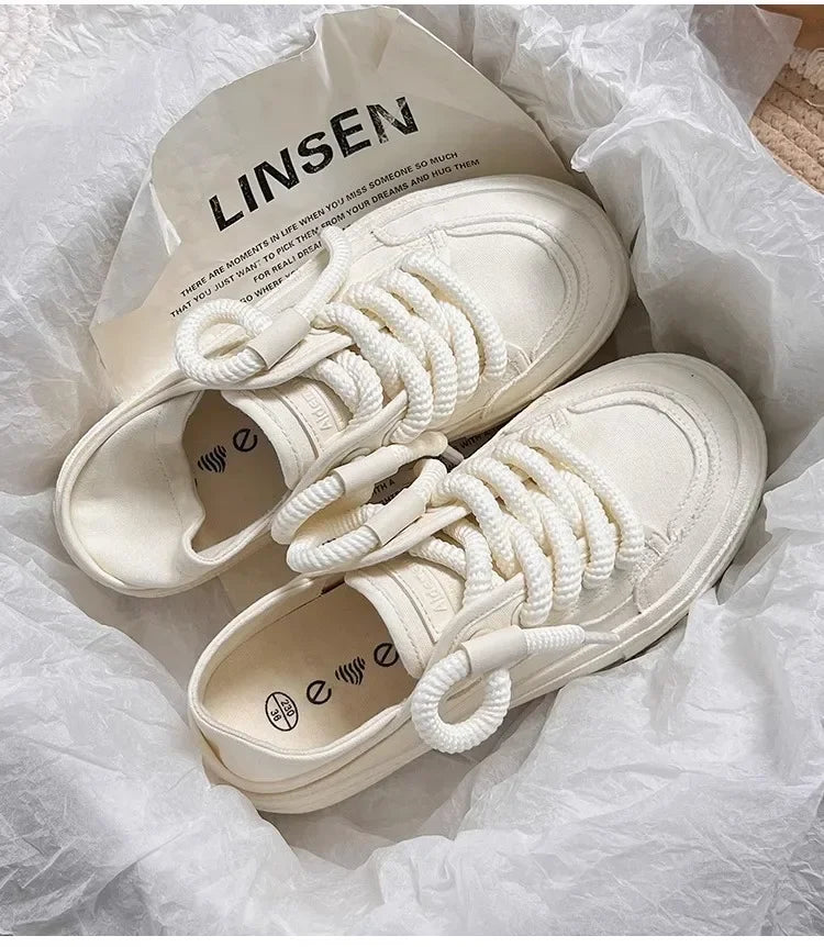 Women's Shoes WhiteNew Canvas Shoes Breathable Comfortable Platform Outdoor Casual Sports Shoes Zapatillas De Mujer