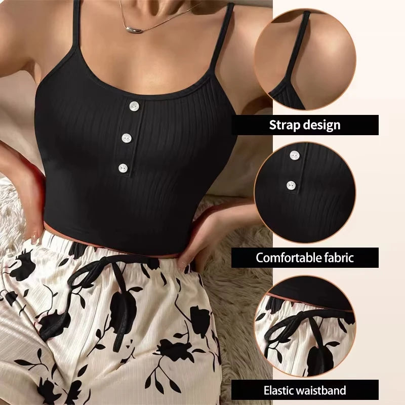 2026 Fashion Casual American Spice Pajama Lady Sweet Cute Casual Comfort Suspender Shorts Pajamas Home Suit Summer New Hot
