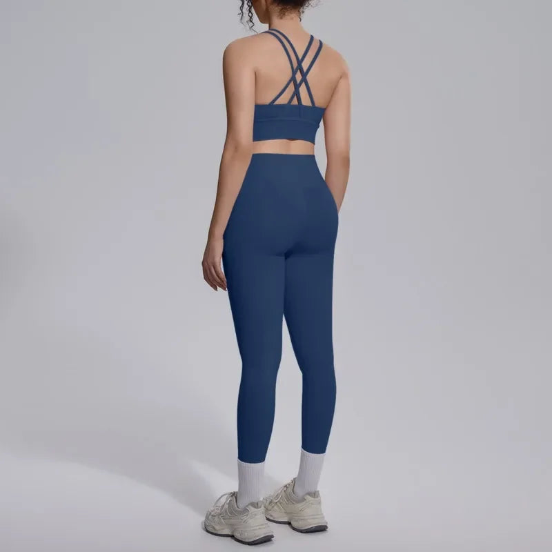 Women's Yoga Set Sports Fitness Running Beautiful Back Slim Fit Bra Hip-lifting High Waist Pants Workout Training Gym Suits