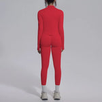 Women's Seamless Yoga Sets Sports Fitness Zipper Long-Sleeve Jacket Slim-fit Hip Lift Pants Suits Workout Training Gym Sets