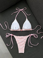Sexy Yellow 3D Flower Micro Bikini 2026 Women Hole Out Stone Strap Push Up Bra Thong Swimsuit Holiday Bathing Suit Swimwear
