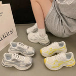 Spring Autumn Breathable Mesh Sneakers Women Mix Color Lace Up Sports Shoes Woman Wear Resistant Platform Casual Shoes Mujer