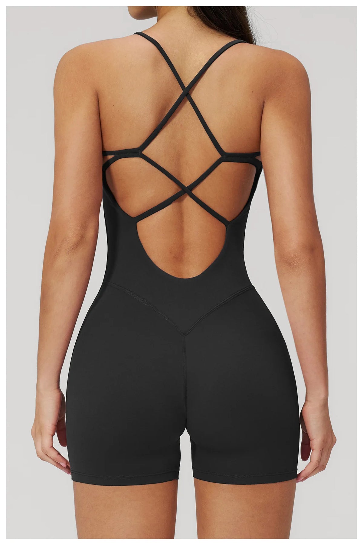 Summer New Hollow Open Back Criss Cross Yoga Jumpsuit Women Outdoor Solid Sleeveless Hip Lifting Pleate Sports Fitness Suits