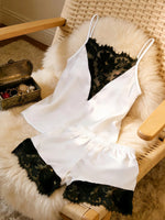 Women's Satin Camisole Shorts Set, Lace Trim Cami Top and Shorts, Silky Spring Summer Sleepwear Loungewear Pajama