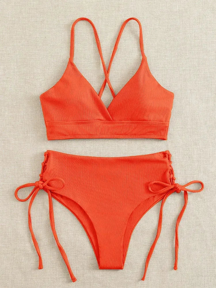 Sexy Bandage High Waist Brazilian Bikinis Sets Swimsuit Swimwear Swimming Suit for WomenNew Bikini Mujer Biquinis